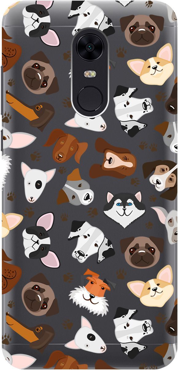 

Чехол на Xiaomi Redmi 5 Plus "Dogs Pattern" прозрачный, Прозрачный;коричневый, 5532