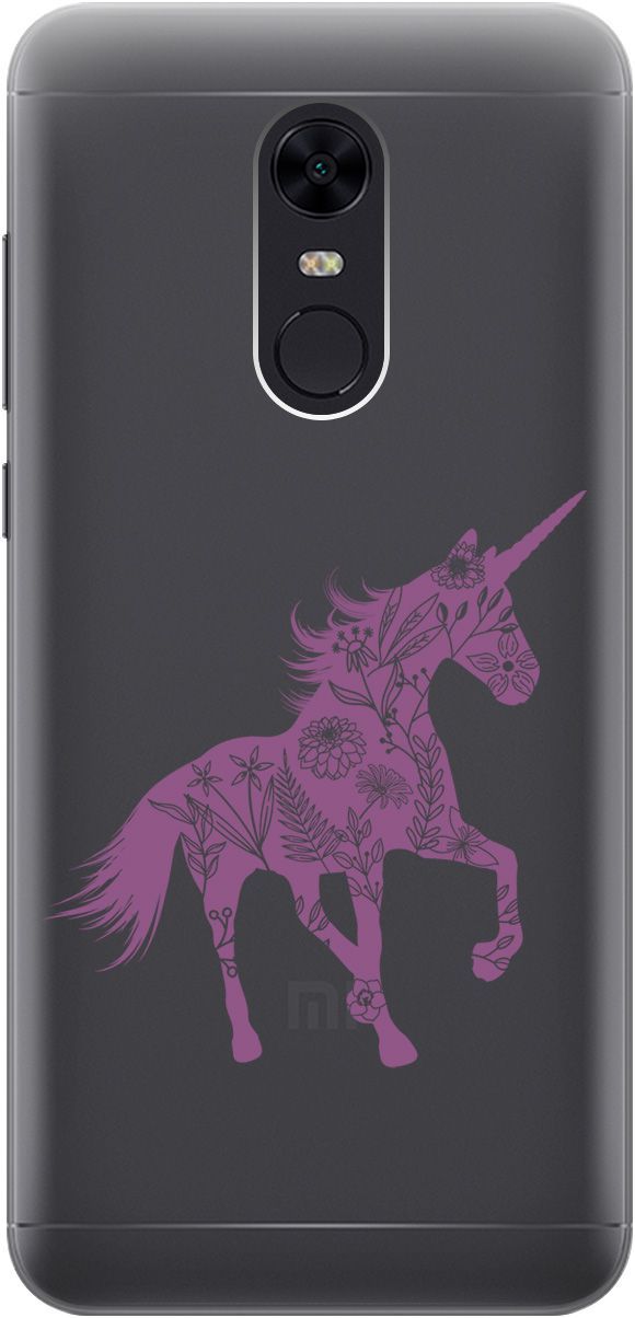 

Чехол на Xiaomi Redmi 5 Plus "Floral Unicorn" прозрачный, Прозрачный;фиолетовый, 5532