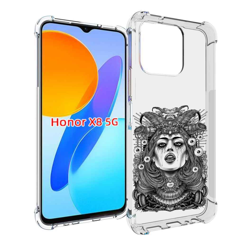 

Чехол MyPads портрет девушки черно белый для Honor X8 5G, Прозрачный, Tocco