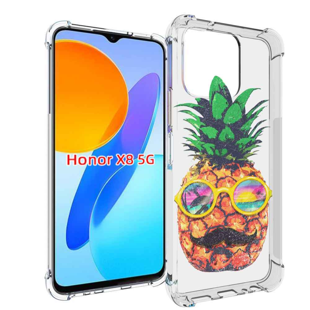 

Чехол MyPads прикольный ананас с лицом для Honor X8 5G, Прозрачный, Tocco