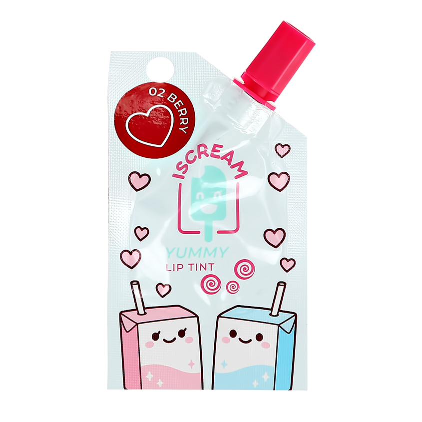 Блеск-тинт для губ ISCREAM YUMMY в пауче тон 02 berry soda блеск для губ doki doki yummy cuteadventure secret passion