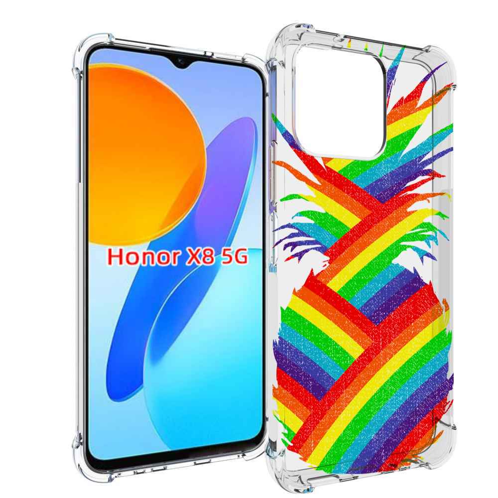 

Чехол MyPads радужный ананас для Honor X8 5G, Прозрачный, Tocco