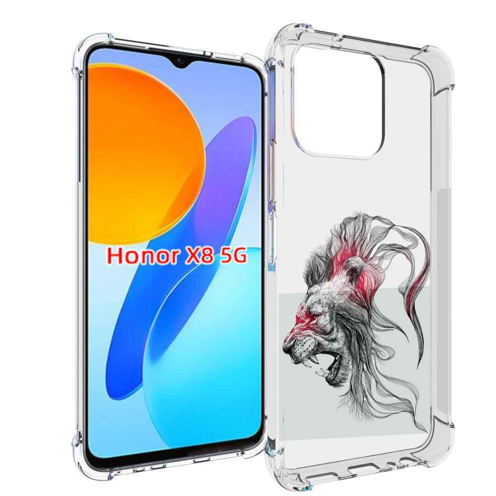 

Чехол MyPads разъяренный лев для Honor X8 5G, Прозрачный, Tocco