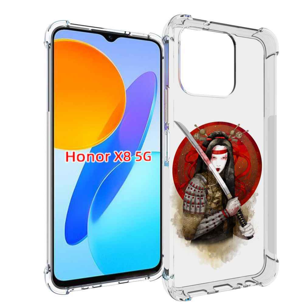 

Чехол MyPads рисованная девушка с катаной для Honor X8 5G, Прозрачный, Tocco