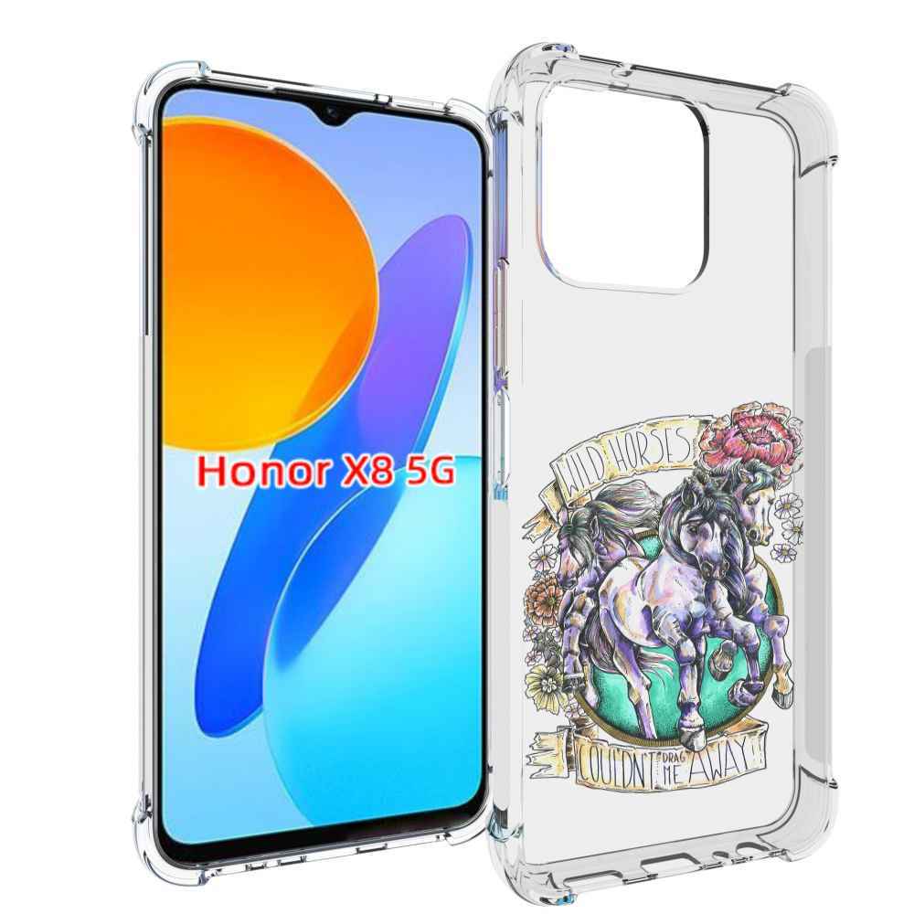 

Чехол MyPads рисунок коней в цветах для Honor X8 5G, Прозрачный, Tocco