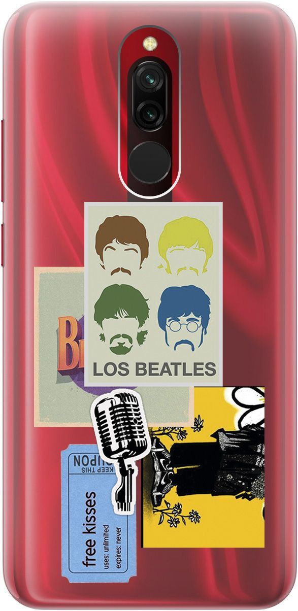 

Чехол на Xiaomi Redmi 8 "Beatles Stickers" прозрачный, Прозрачный;бежевый, 5543