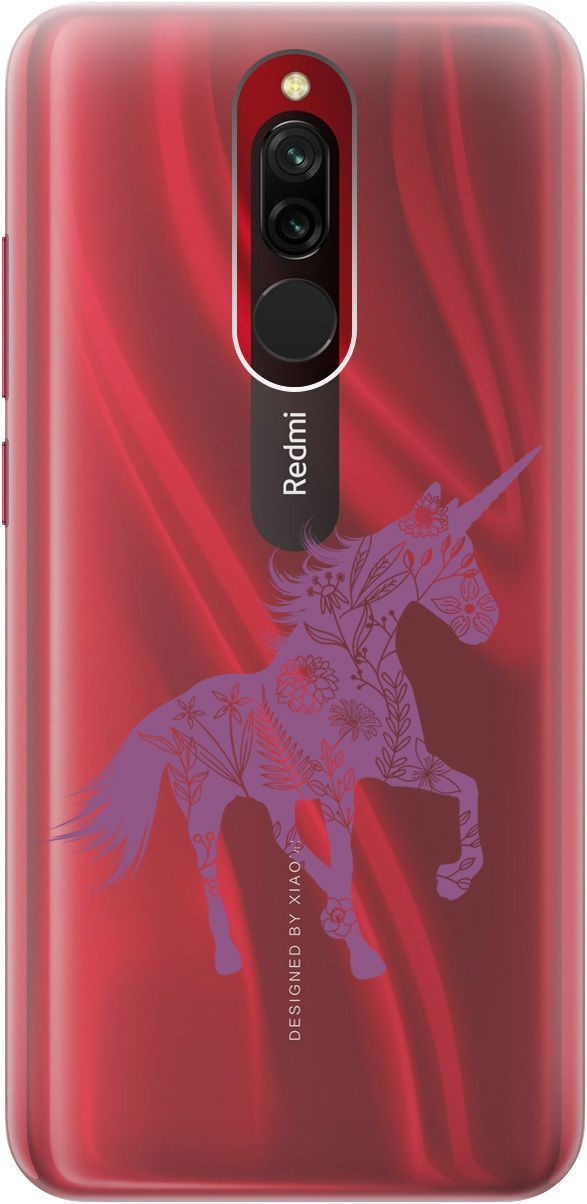 

Силиконовый чехол на Xiaomi Redmi 8 "Floral Unicorn" прозрачный, Прозрачный;фиолетовый, 5543