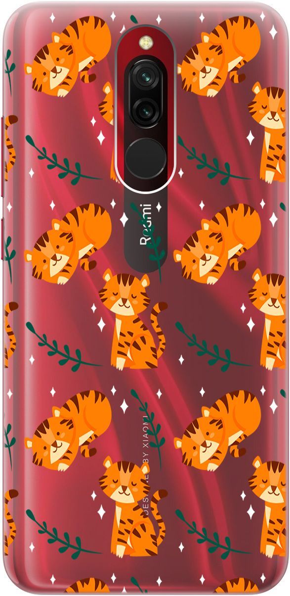

Силиконовый чехол на Xiaomi Redmi 8 "Tigers" прозрачный, Прозрачный;бежевый, 5543