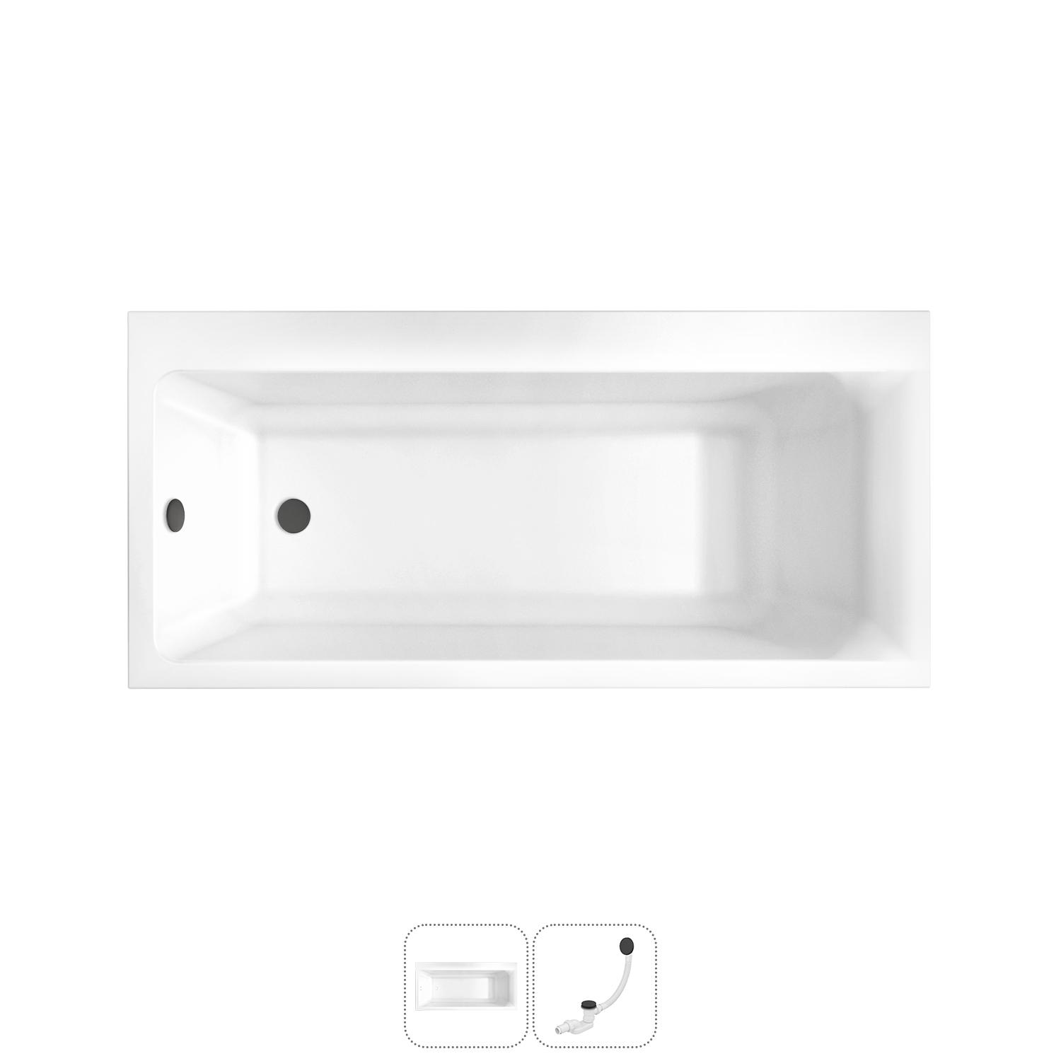 

Акриловая ванна 160x80 см Lavinia Boho Catani 202010824 в наборе 2 в 1, левый разворот, Белый, bath_LB_sifon.Catani.2v1_слив-перелив матовый черный