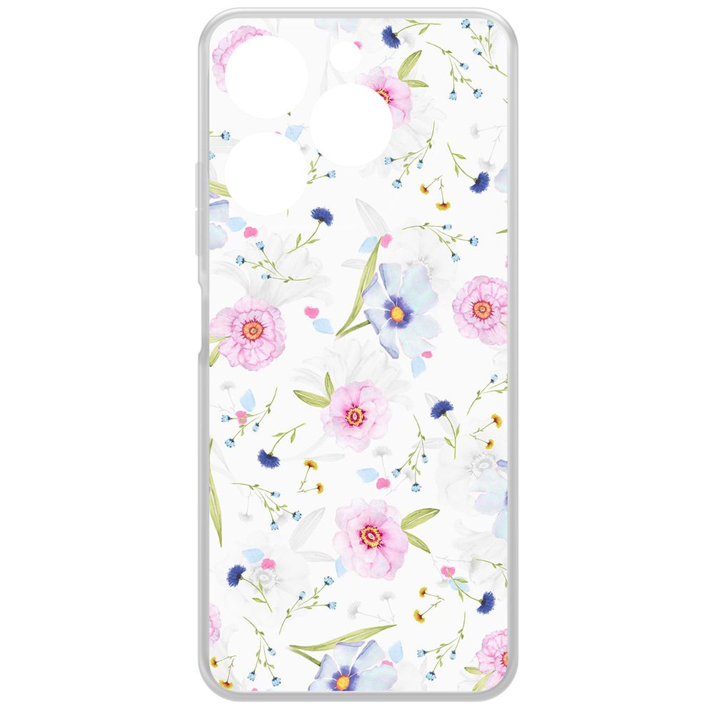 

Чехол-накладка Krutoff Clear Case Цветочный паттерн 3 для ITEL A70, Прозрачный
