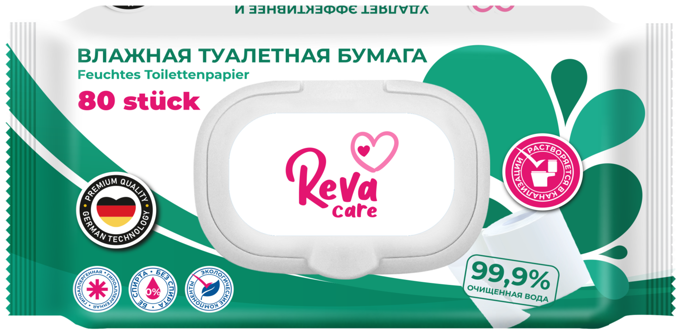 Влажная туалетная бумага Reva Care 80 шт влажная туалетная бумага reva care 80 шт