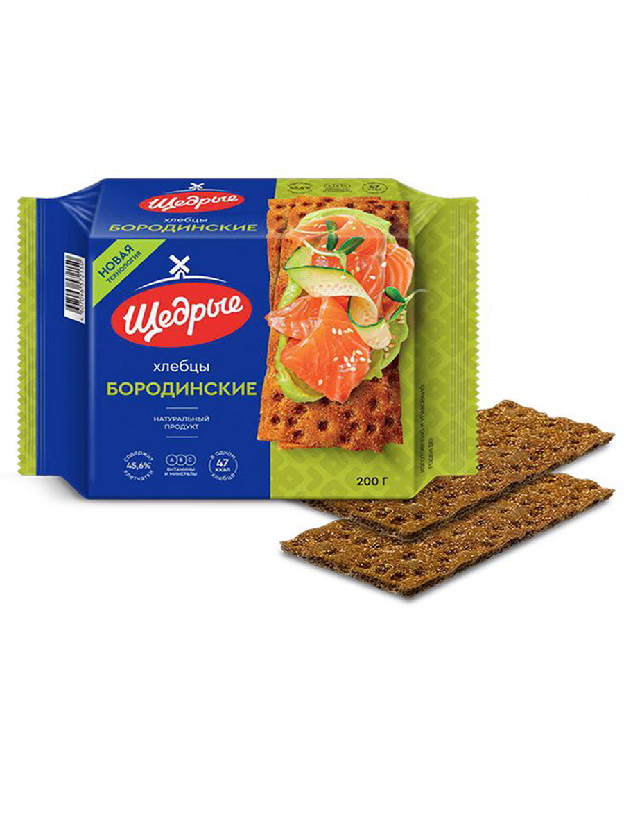 

Хрустящие хлебцы Щедрые Бородинские, 200 г х 12 шт, 212983858