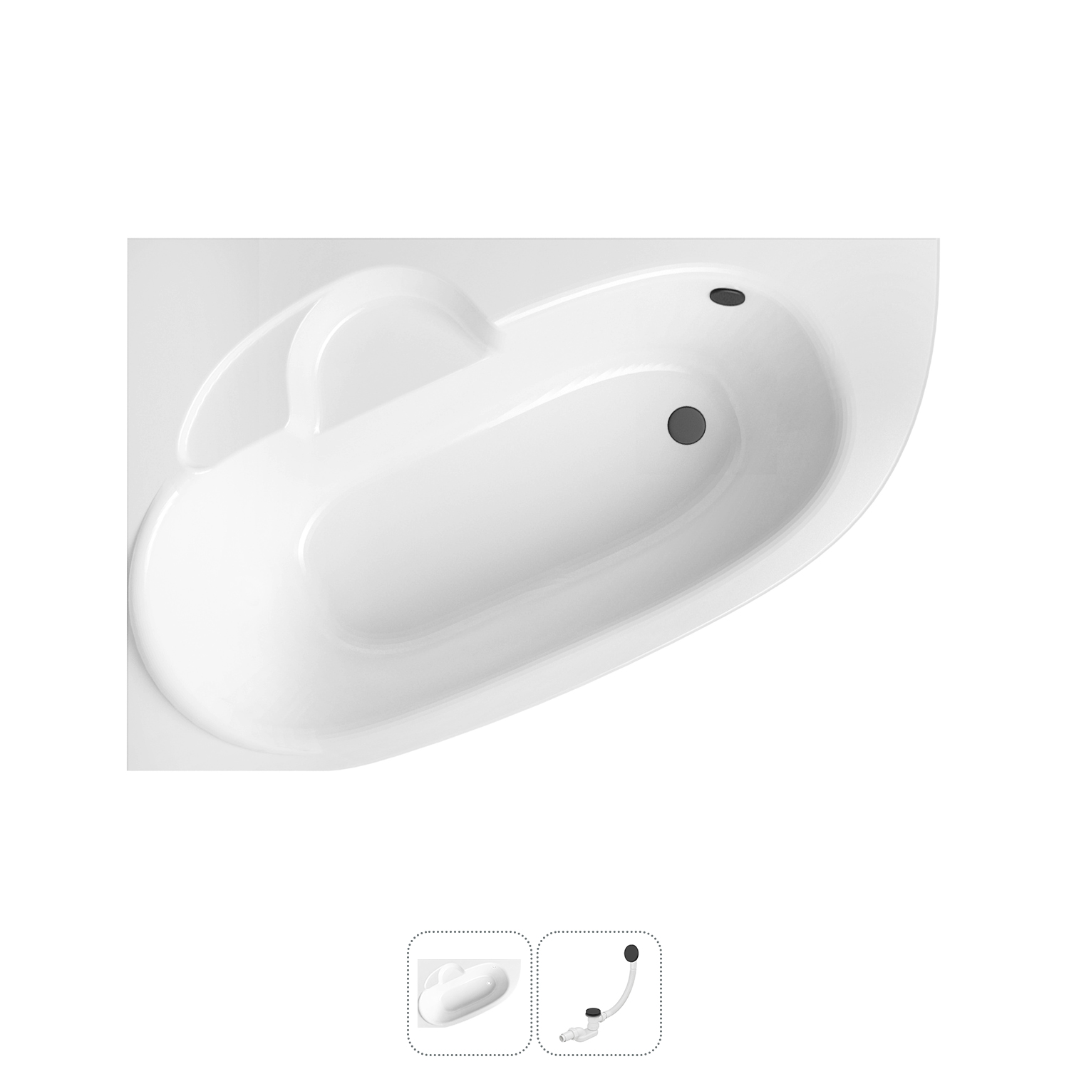 

Угловая ванна акриловая 140x95 Lavinia Boho Bell Pro 202010847 набор 2 в 1, левая, Белый, bath_LB_sifon.Bell Pro.2v1_слив-перелив матовый черный
