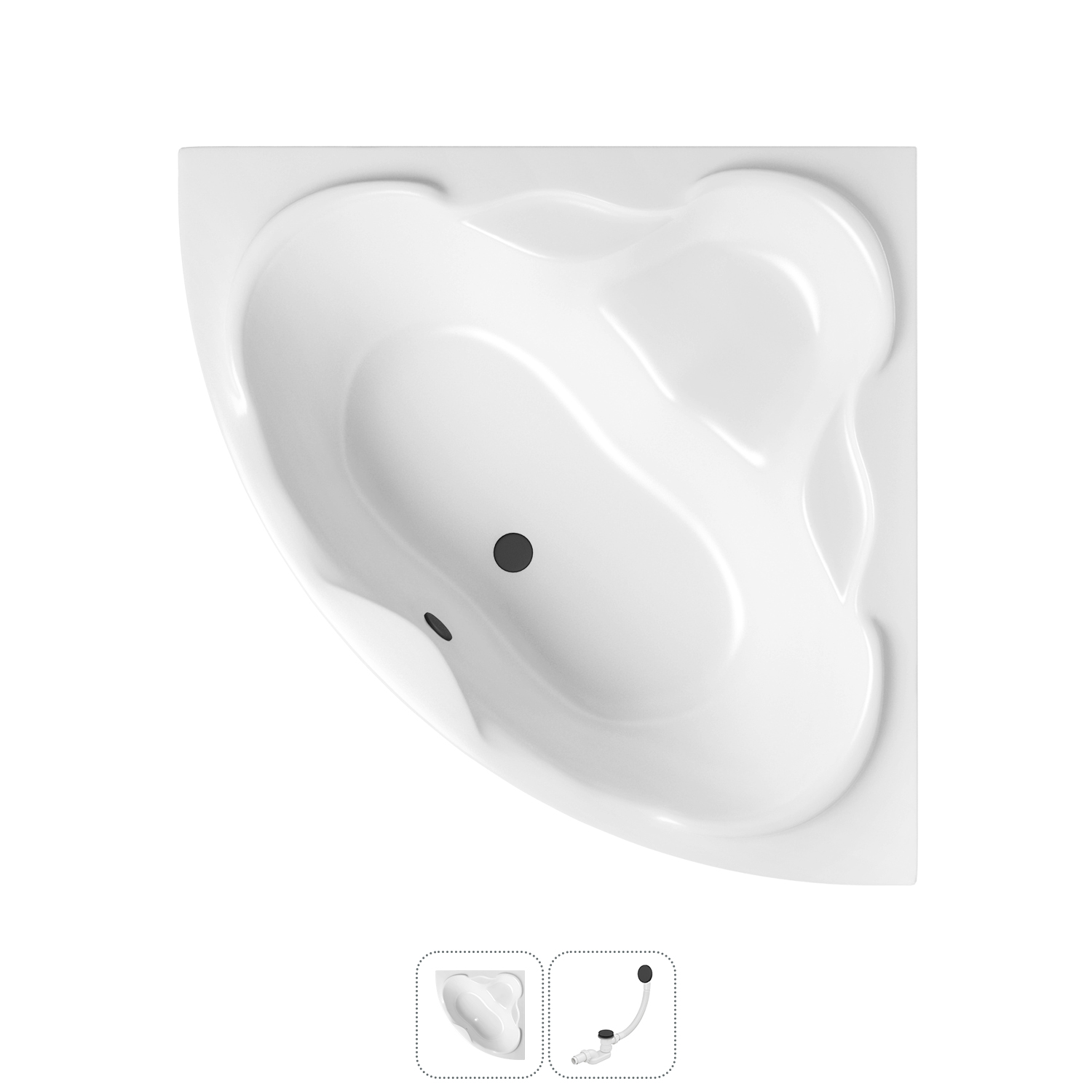 

Угловая ванна акриловая 140x140 Lavinia Boho Elegant 202010857 в наборе 2 в 1, Белый, bath_LB_sifon.Elegant.2v1