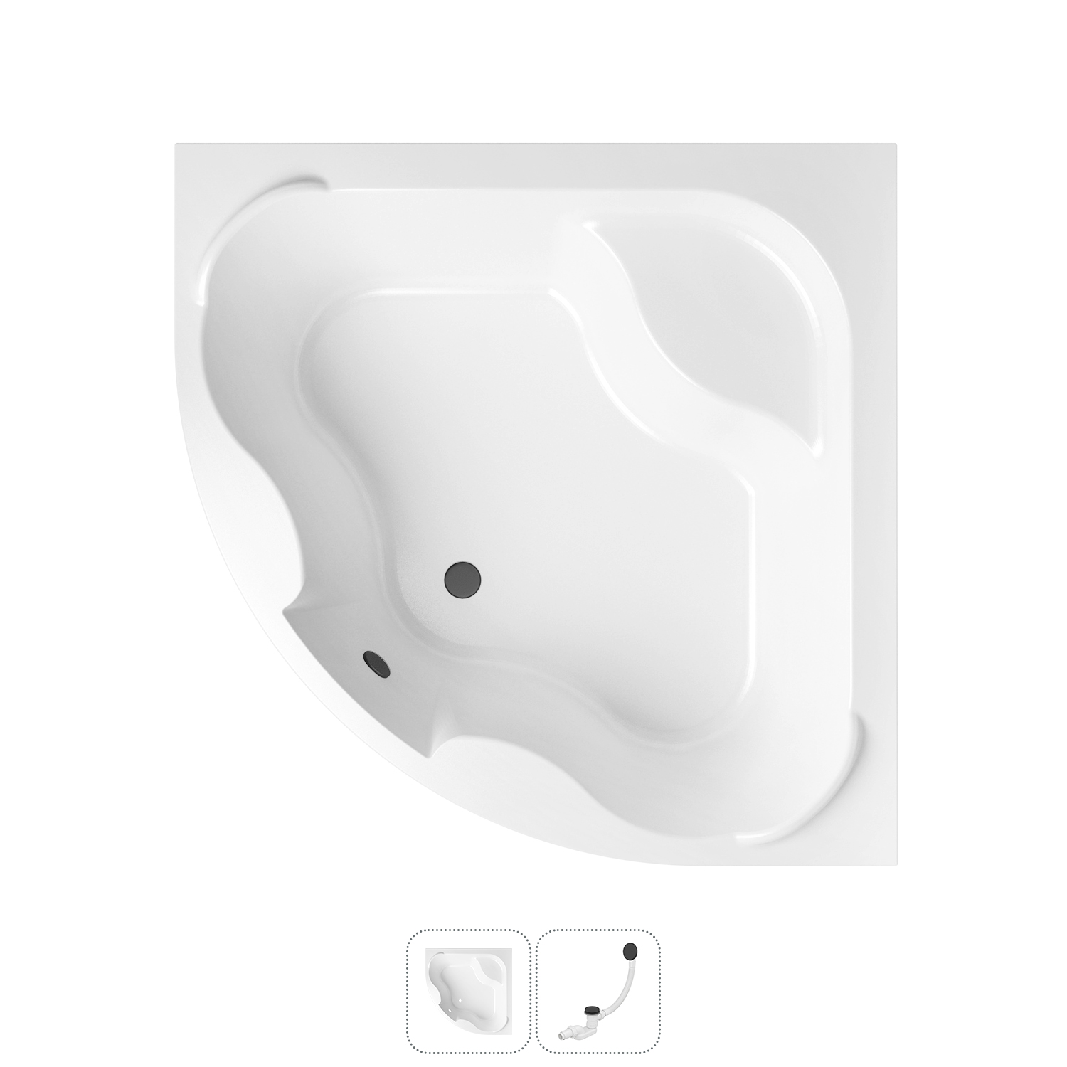 

Угловая ванна акриловая 140x140 Lavinia Boho Aveo 202010859 в наборе 2 в 1, Белый, bath_LB_sifon.Aveo.2v1