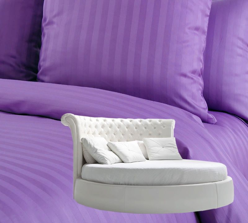 

Простыня Maktex круглая из страйп сатина на резинке 200x200x30 Сирень 1х1, Простыни круглая из страйп сатина на резинке