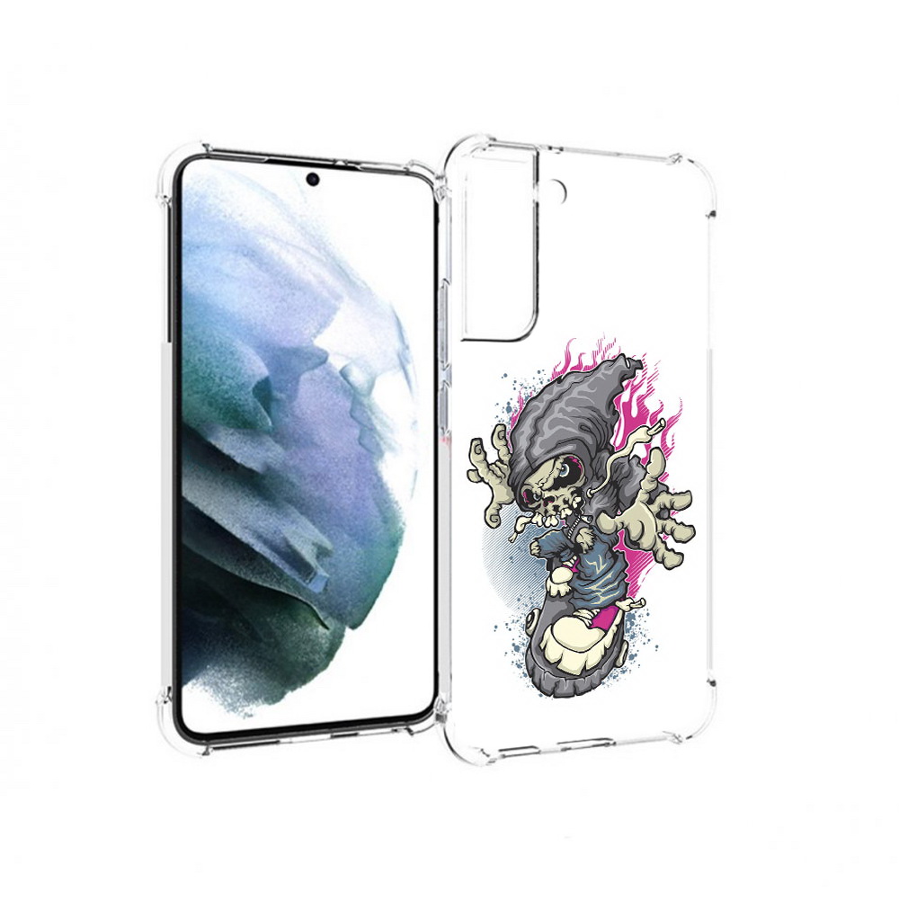 фото Чехол mypads tocco для samsung galaxy s22 plus нарисованный скелет на скейт борде