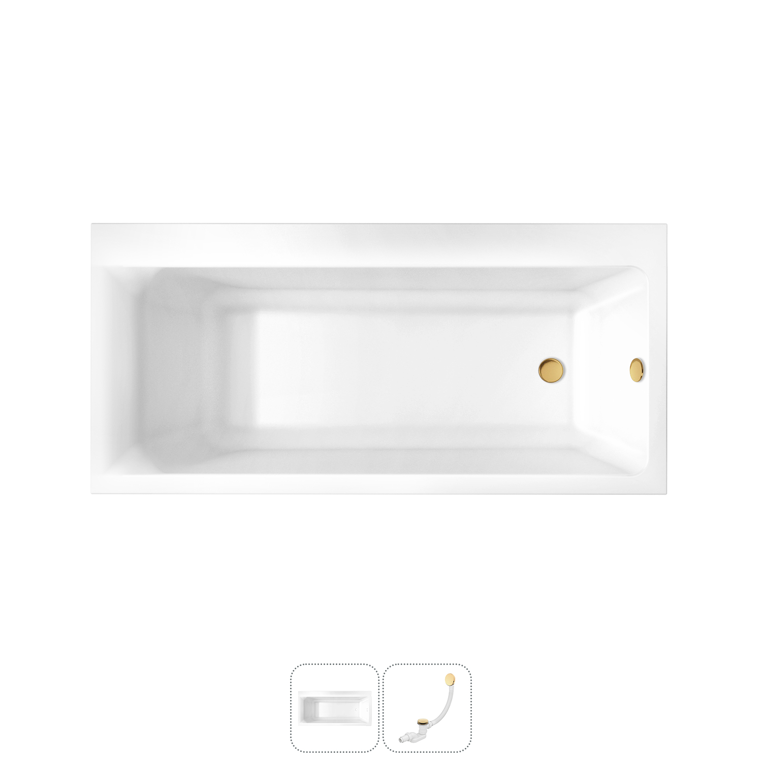 

Акриловая ванна 160x80 см Lavinia Boho Catani 202010871 в наборе 2 в 1, правый разворот, Белый, bath_LB_sifon.Catani.2v1_слив-перелив золото