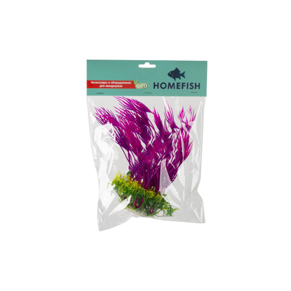 Искусственное растение для аквариума HOMEFISH Кринум пурпурный пластиковое с грузом 22 см