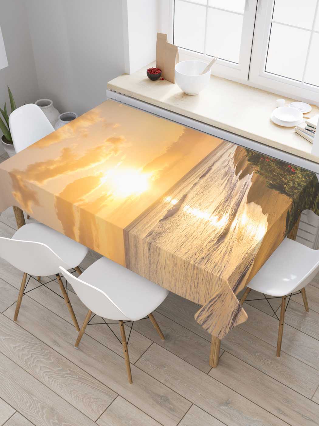 

Скатерть прямоугольная JoyArty "Закат на пляже" из сатена, 120x145 см, Закат на пляже