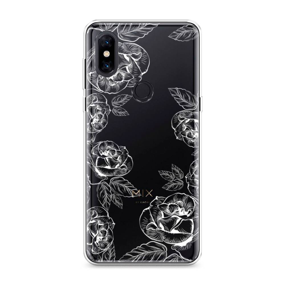 

Чехол на Xiaomi Mi Mix 3 "Розы графика", Черный;серый, 34950-2