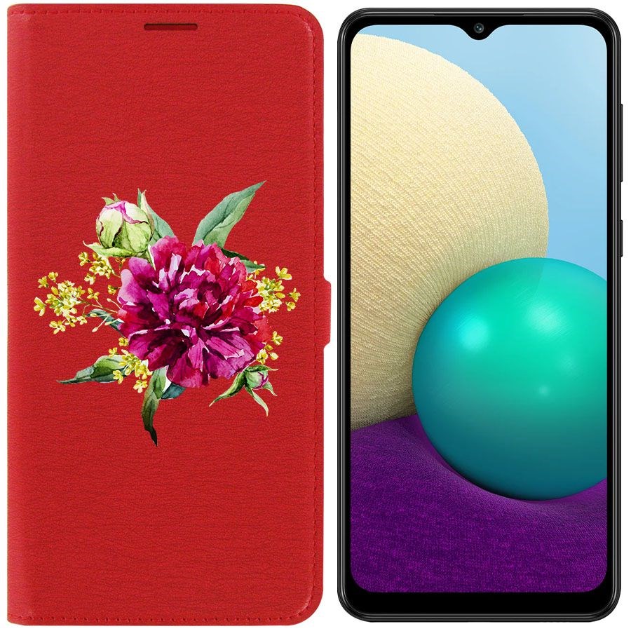 

Чехол-книжка Эко для Samsung Galaxy A02 (A022) Цветочная акварель, Красный, 227618