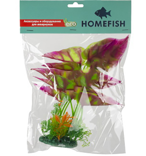 Искусственное растение для аквариума HOMEFISH Антуриум пластиковое с грузом 22 см