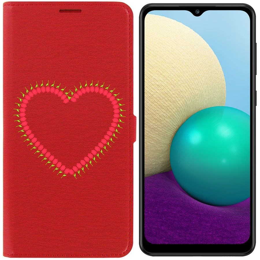 

Чехол-книжка Eco Book для Samsung Galaxy A02 (A022) Сердце из тюльпанов (красный)