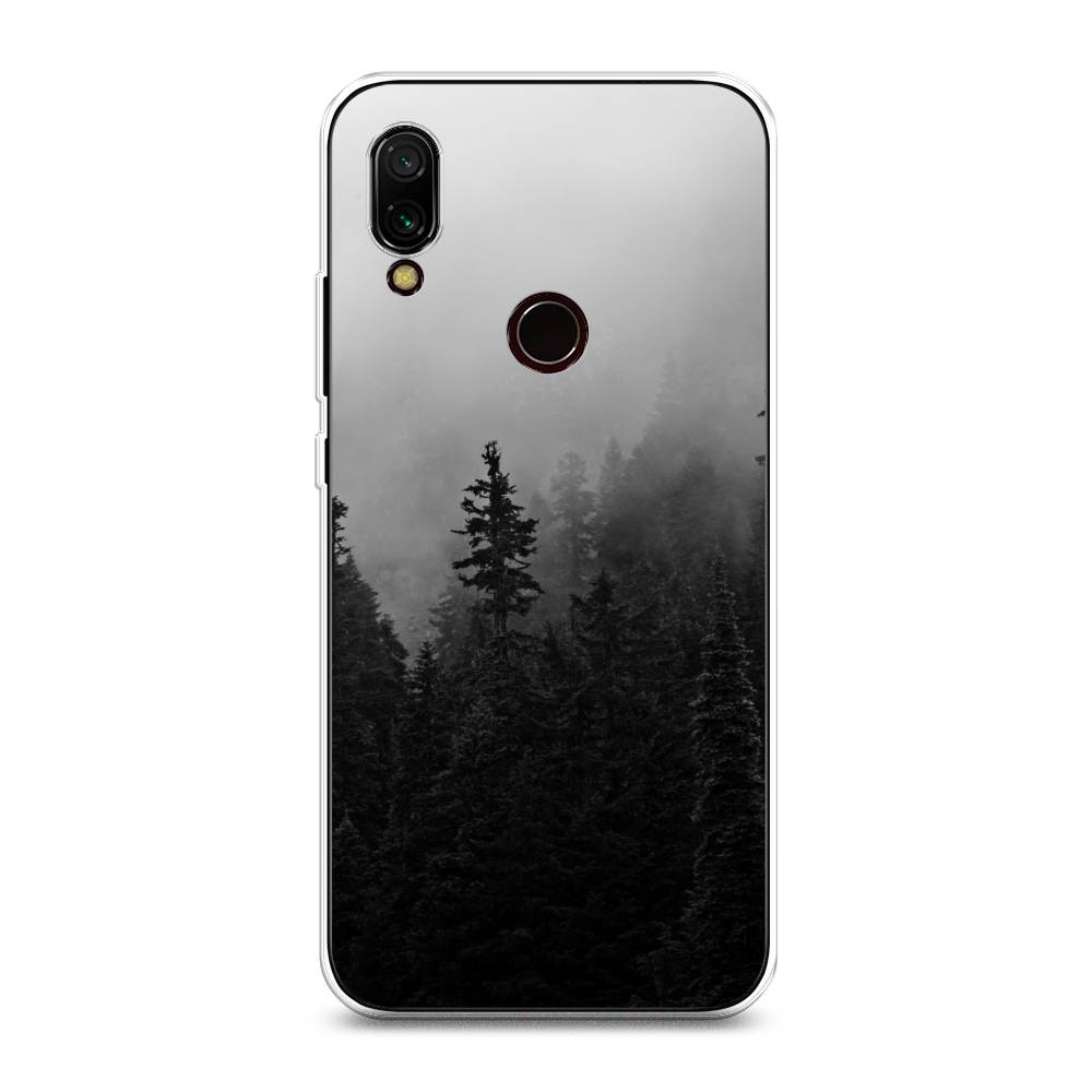 

Чехол на Xiaomi Redmi 7 "Туманный лес", Серый;черный, 35050-2