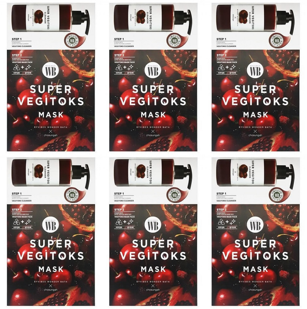 фото Маска на тканевой основе для лица wonder bath super vegitoks 2steps red mask 3мл+25мл 6шт