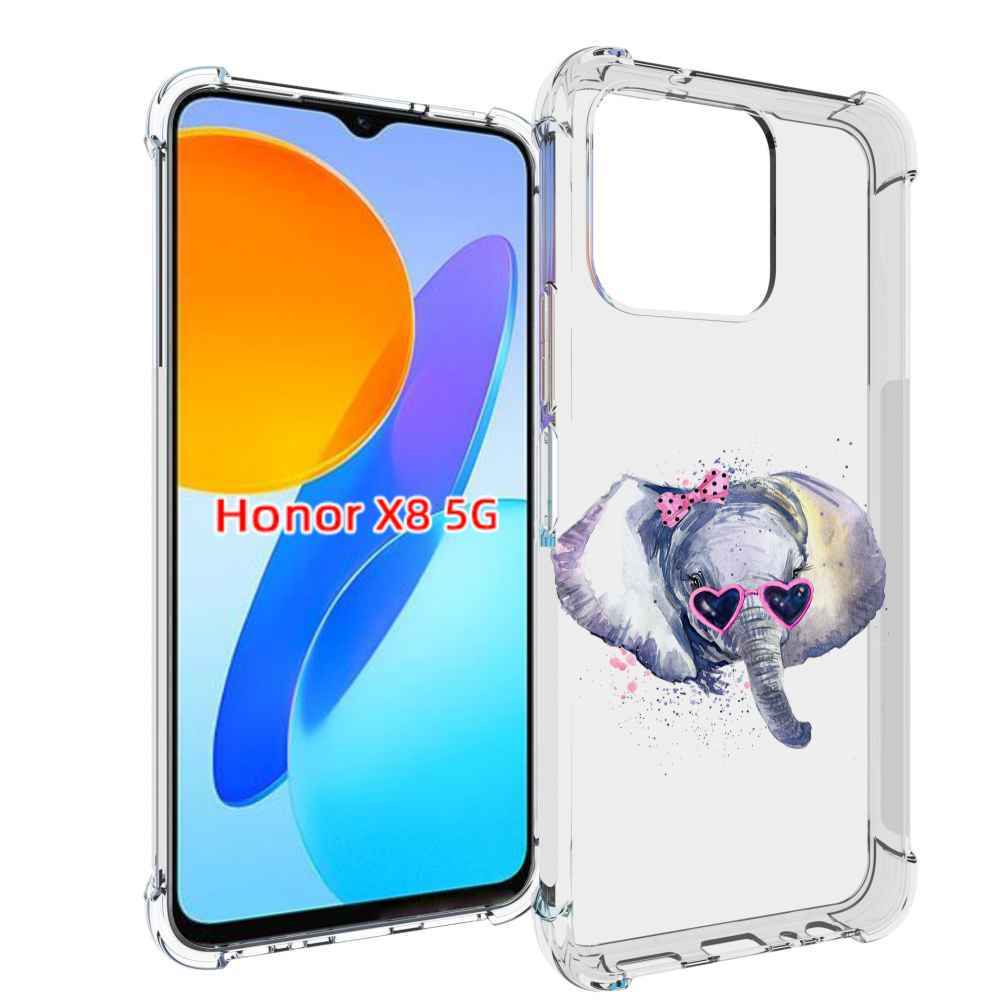 

Чехол MyPads слоник в очках для Honor X8 5G, Прозрачный, Tocco