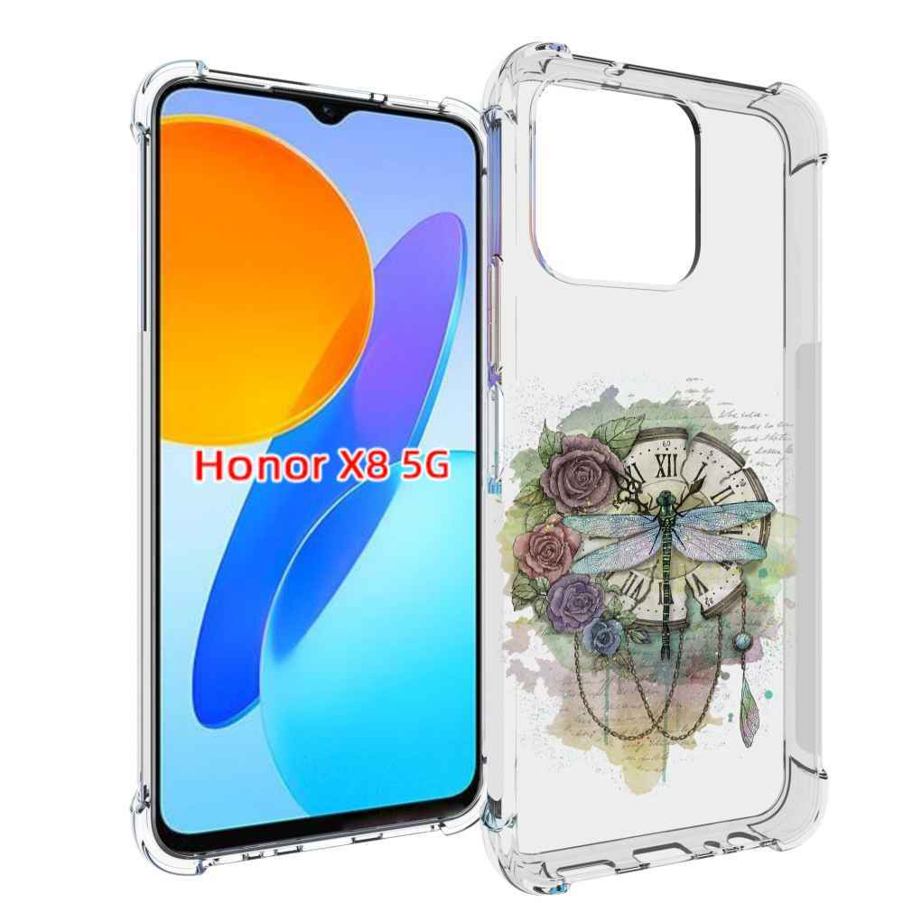 Чехол MyPads старинные часы в цветах для Honor X8 5G