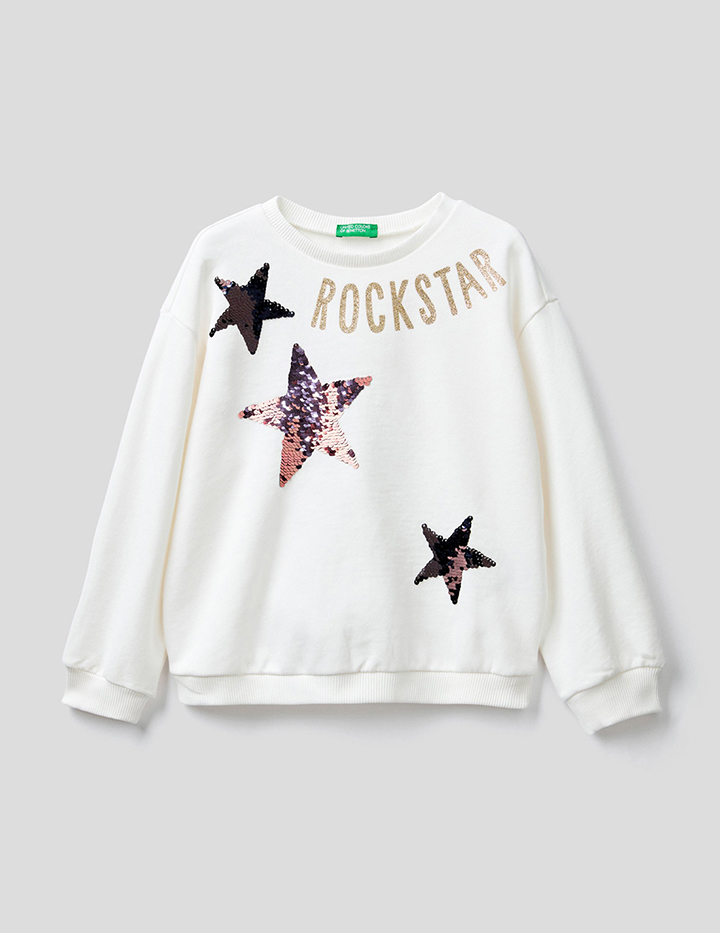 

Свитшот для девочек Benetton цв. белый р.170, 21A_3J68C15BE