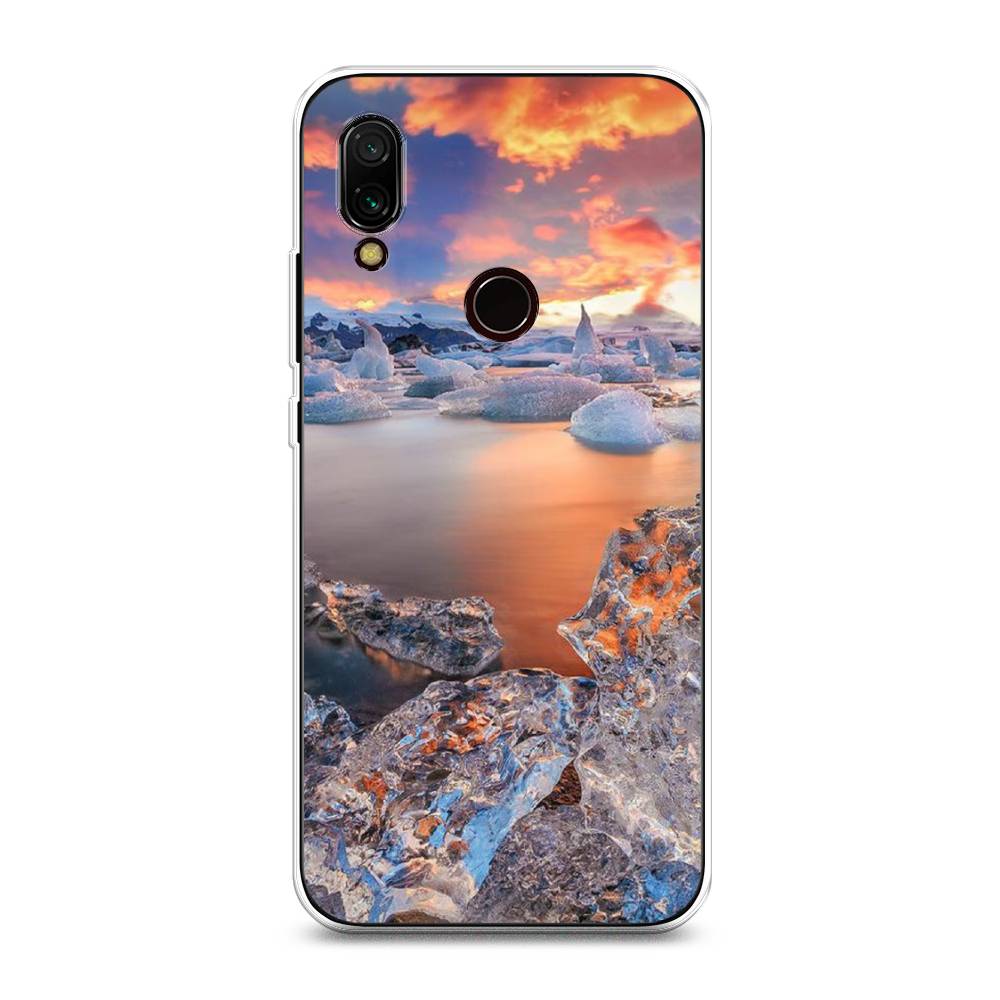 

Чехол на Xiaomi Redmi 7 "Ледники", Синий;оранжевый, 35050-2