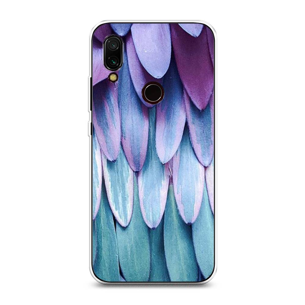 

Чехол на Xiaomi Redmi 7 "Синее перо", Фиолетовый;голубой, 35050-3