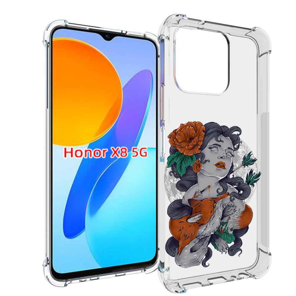 

Чехол MyPads темная девушка с лисой для Honor X8 5G, Прозрачный, Tocco