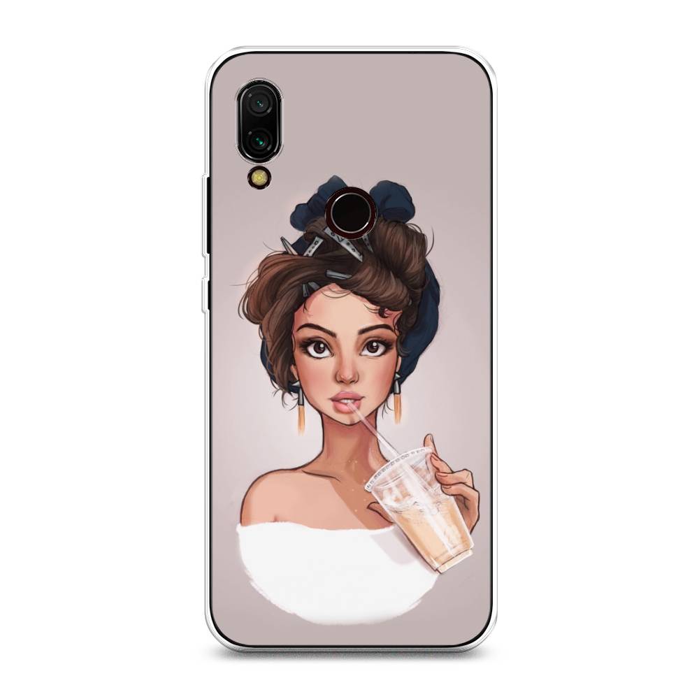 

Чехол на Xiaomi Redmi 7 "Девушка с фраппе", Серый, 35050-6