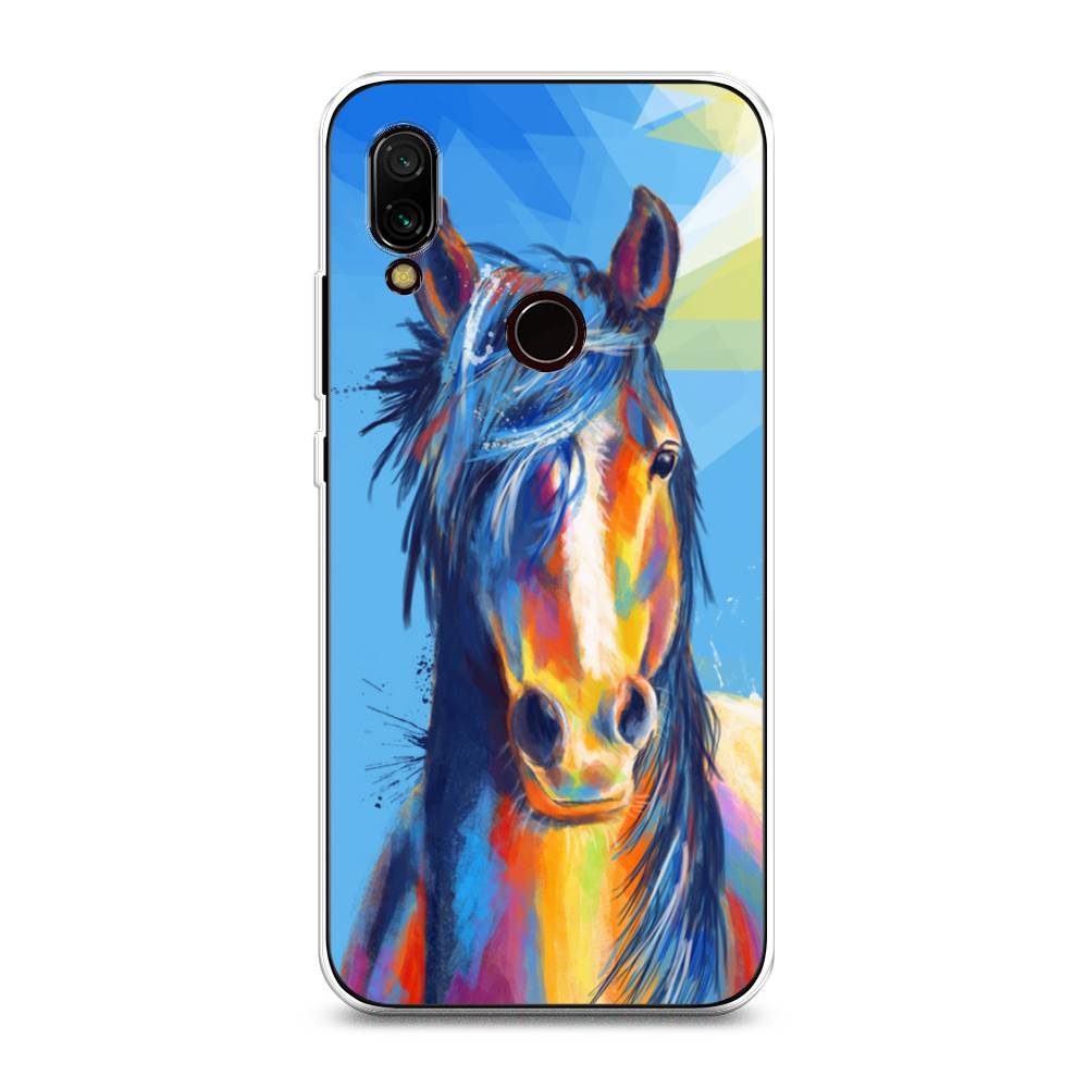 

Чехол на Xiaomi Redmi 7 "Лошадь арт 3", Голубой;желтый;синий, 35050-1