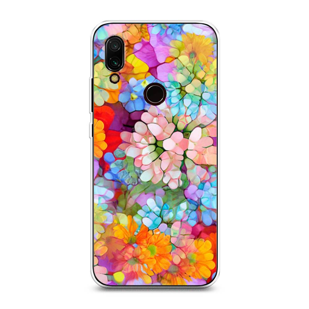

Чехол на Xiaomi Redmi 7 "Цветы витраж", Оранжевый;розовый;голубой, 35050-3