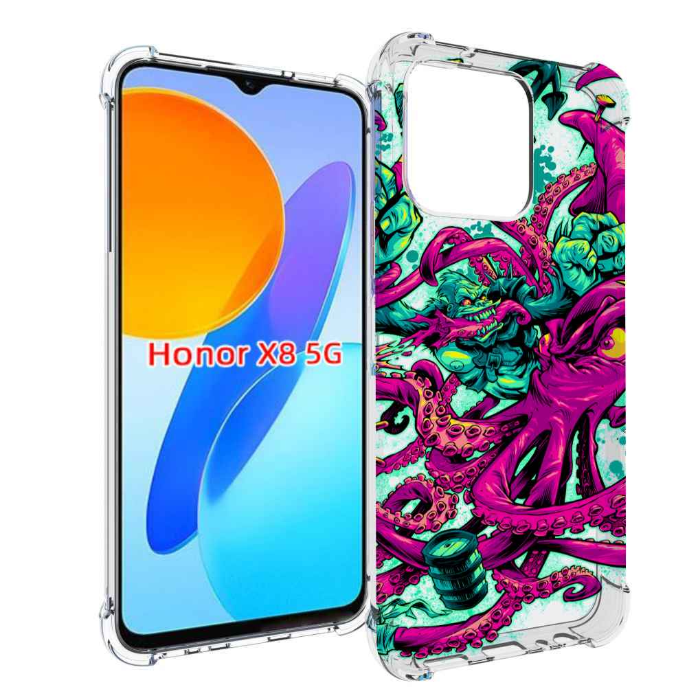 

Чехол MyPads фиолетовый кракен для Honor X8 5G, Прозрачный, Tocco