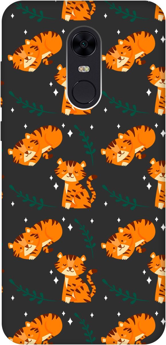 

Матовый чехол на Xiaomi Redmi 5 Plus "Tigers" черный, Черный;белый, 8470