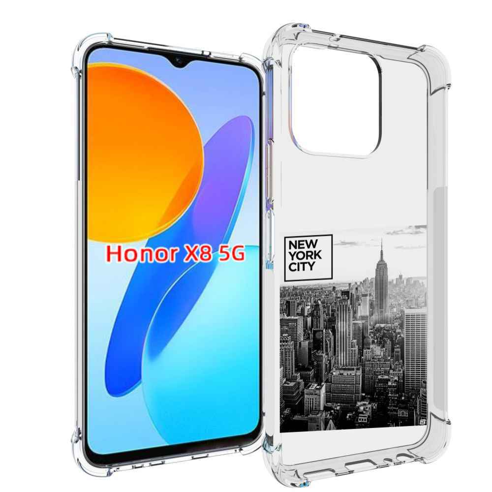 

Чехол MyPads черно белый Нью-Йорк для Honor X8 5G, Прозрачный, Tocco
