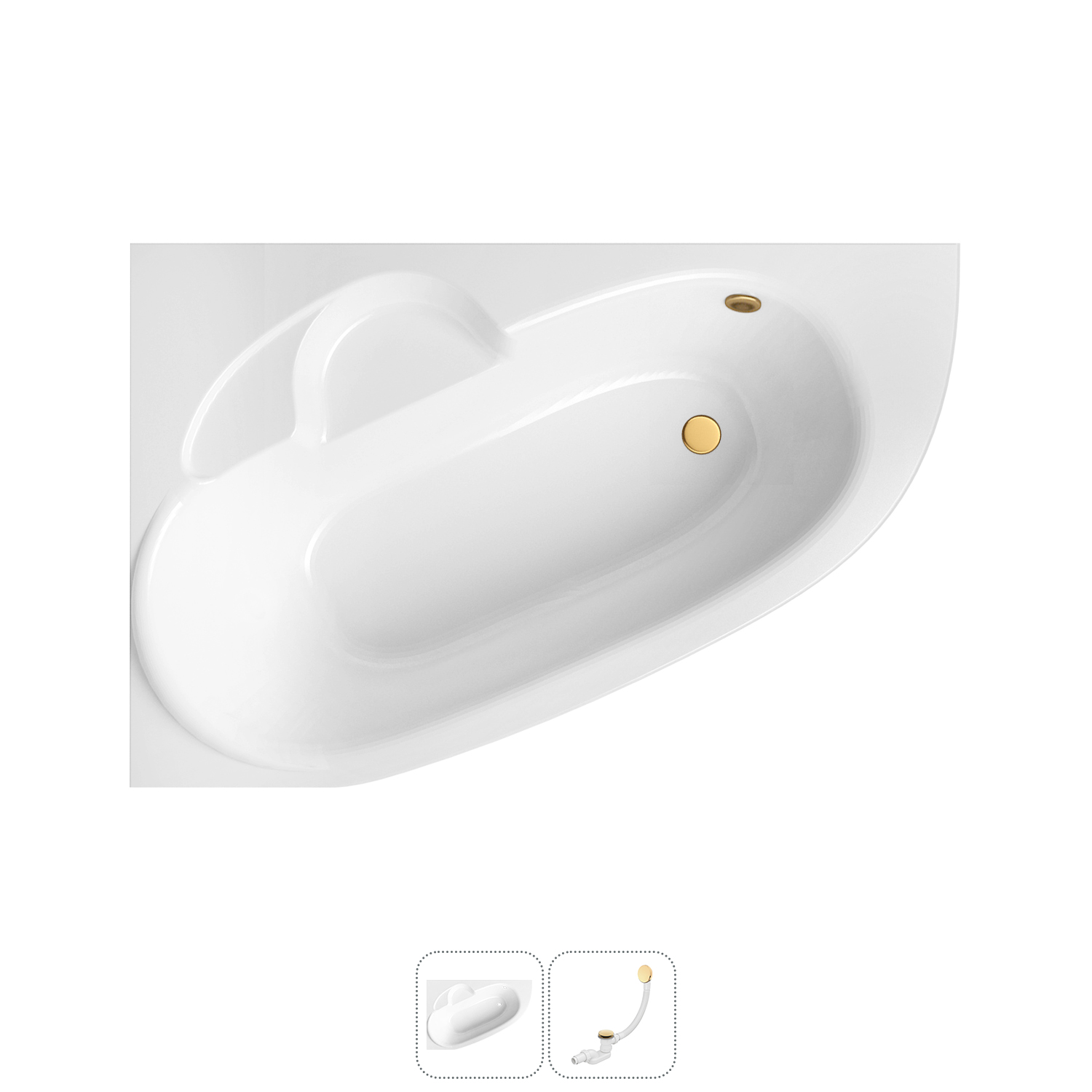 

Угловая ванна акриловая 140x95 Lavinia Boho Bell Pro 202010893 набор 2 в 1, левая, Белый, bath_LB_sifon.Bristol.3v1