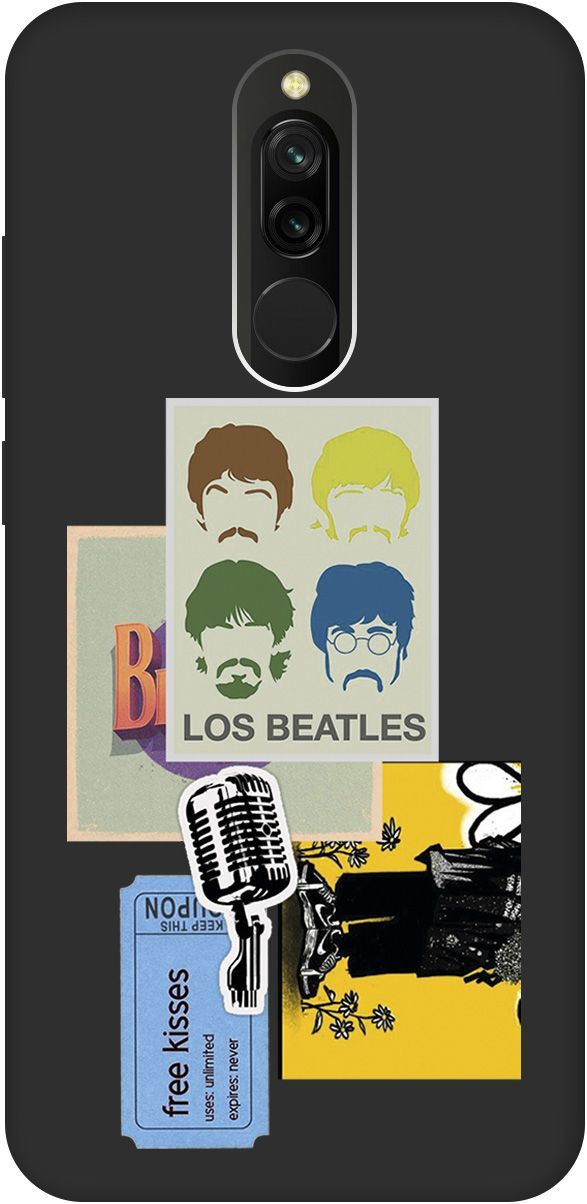 

Матовый чехол на Xiaomi Redmi 8 "Beatles Stickers" черный, Черный;белый, 8475