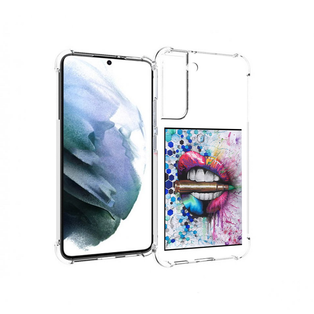 

Чехол MyPads Tocco для Samsung Galaxy S22 Plus разноцветные губы с пулей, Прозрачный, Tocco
