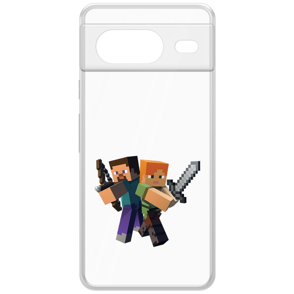 

Чехол-накладка Krutoff Clear Case Minecraft-Стив и Алекс для GOOGLE Pixel 8, Прозрачный