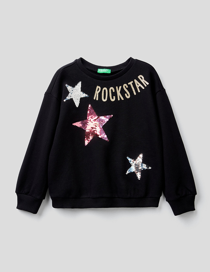 

Свитшот для девочек Benetton цв. черный р.110, 21A_3J68C15BE