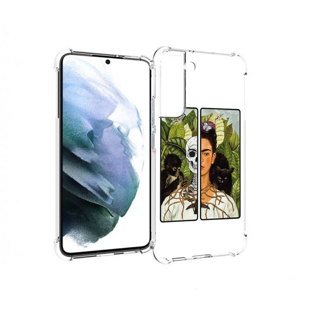 Чехол MyPads Tocco для Samsung Galaxy S22 Plus сдвоенная картинка девушка скелет