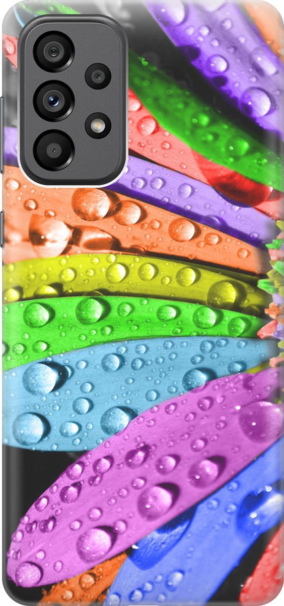 

Чехол на Samsung Galaxy A73 5G с принтом "Разноцветные листья в каплях", Зеленый;красный, 10561