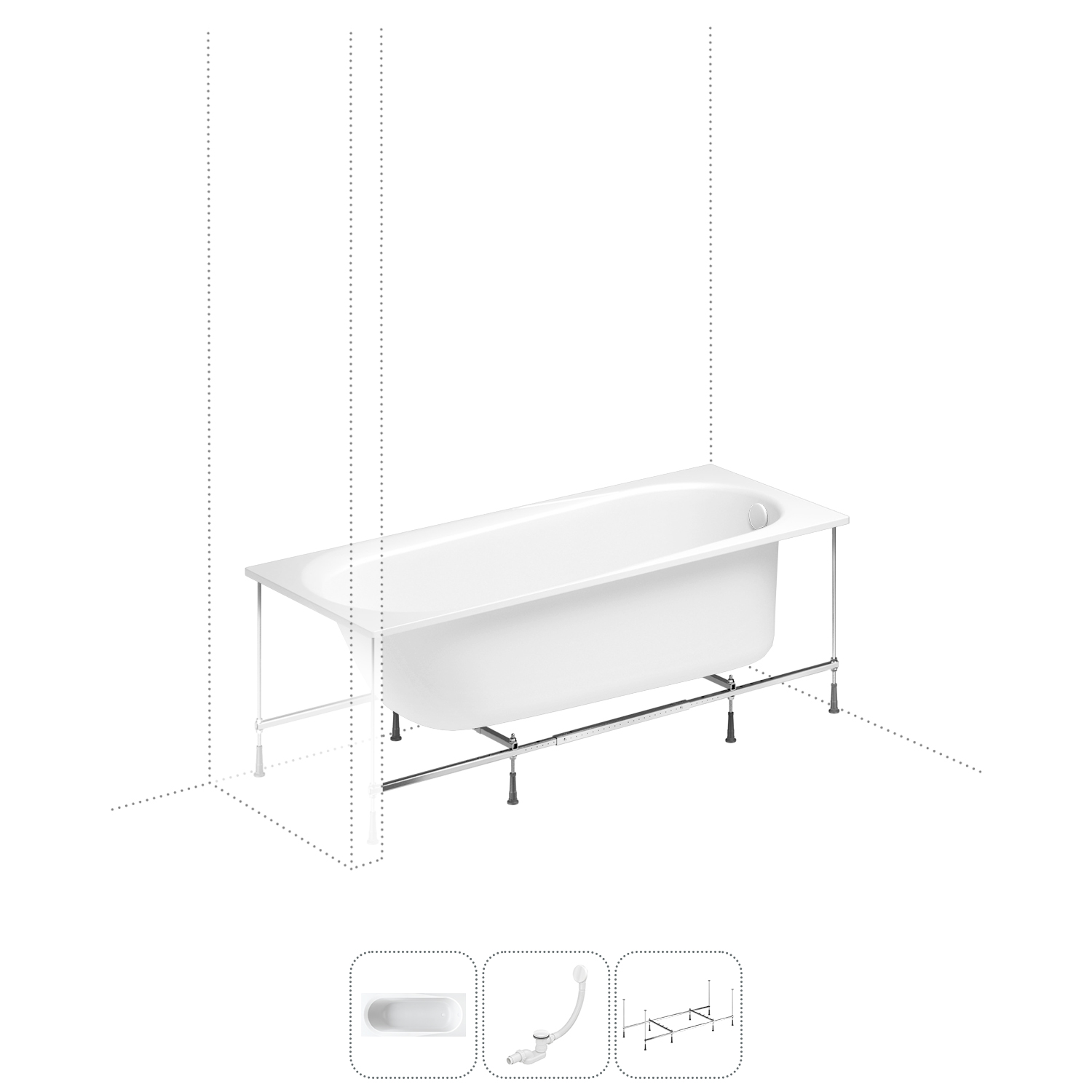 

Акриловая ванна 160x70 см Lavinia Boho Biore 202010957 в наборе 3 в 1, Белый, bath_LB_sifon.Biore.4v1